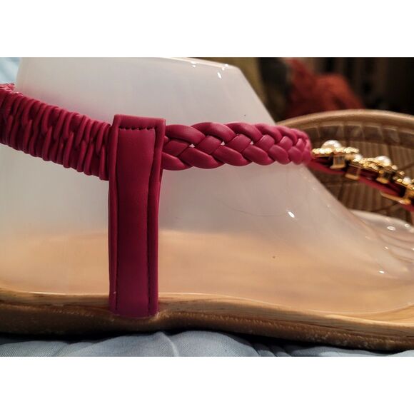 Petalia Fuchsia Jeweled Pearl Thong, Sandal Slip On Shoe Comfortable Summer Sz 6 - Picture 4 of 7